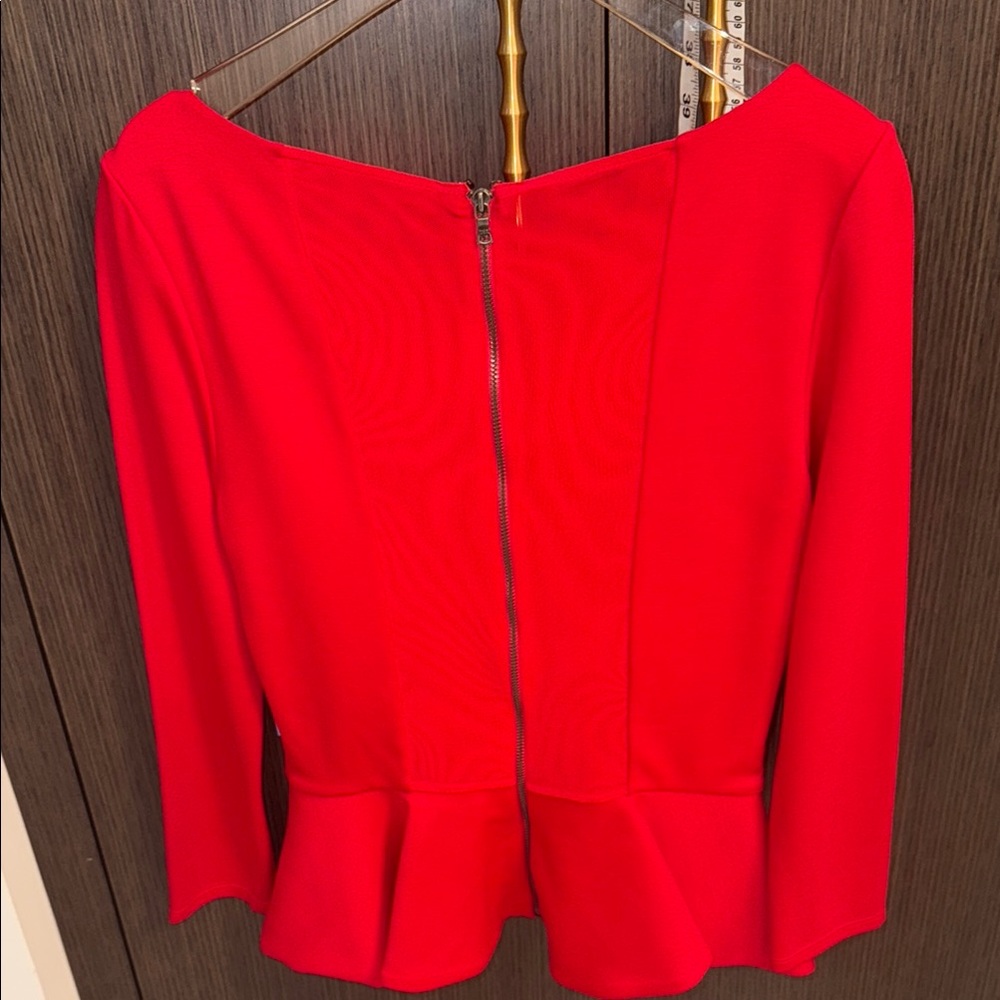 Alice + Olivia Red Long Sleeve Peplum Blouse - Picture 15 of 16